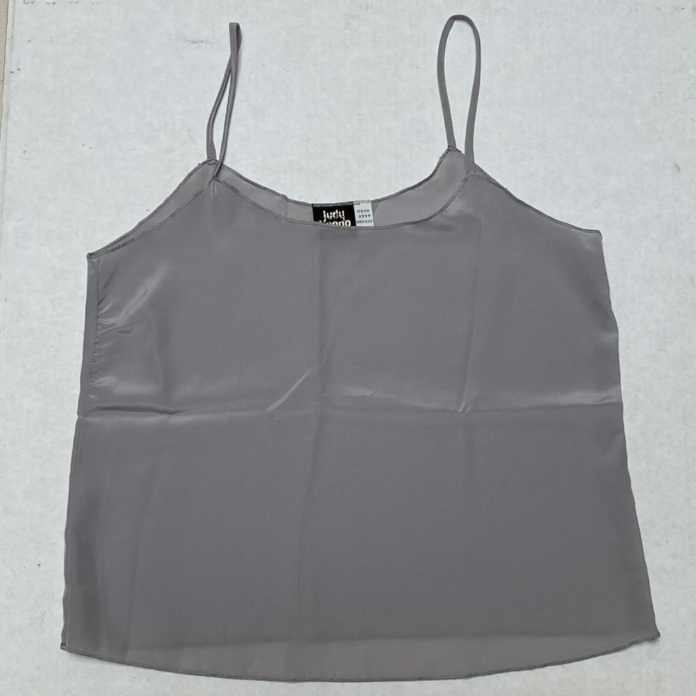 Judy Knapp Satin Tank Top Womens Medium Lightweight Gray Y2K Feminine Flowy